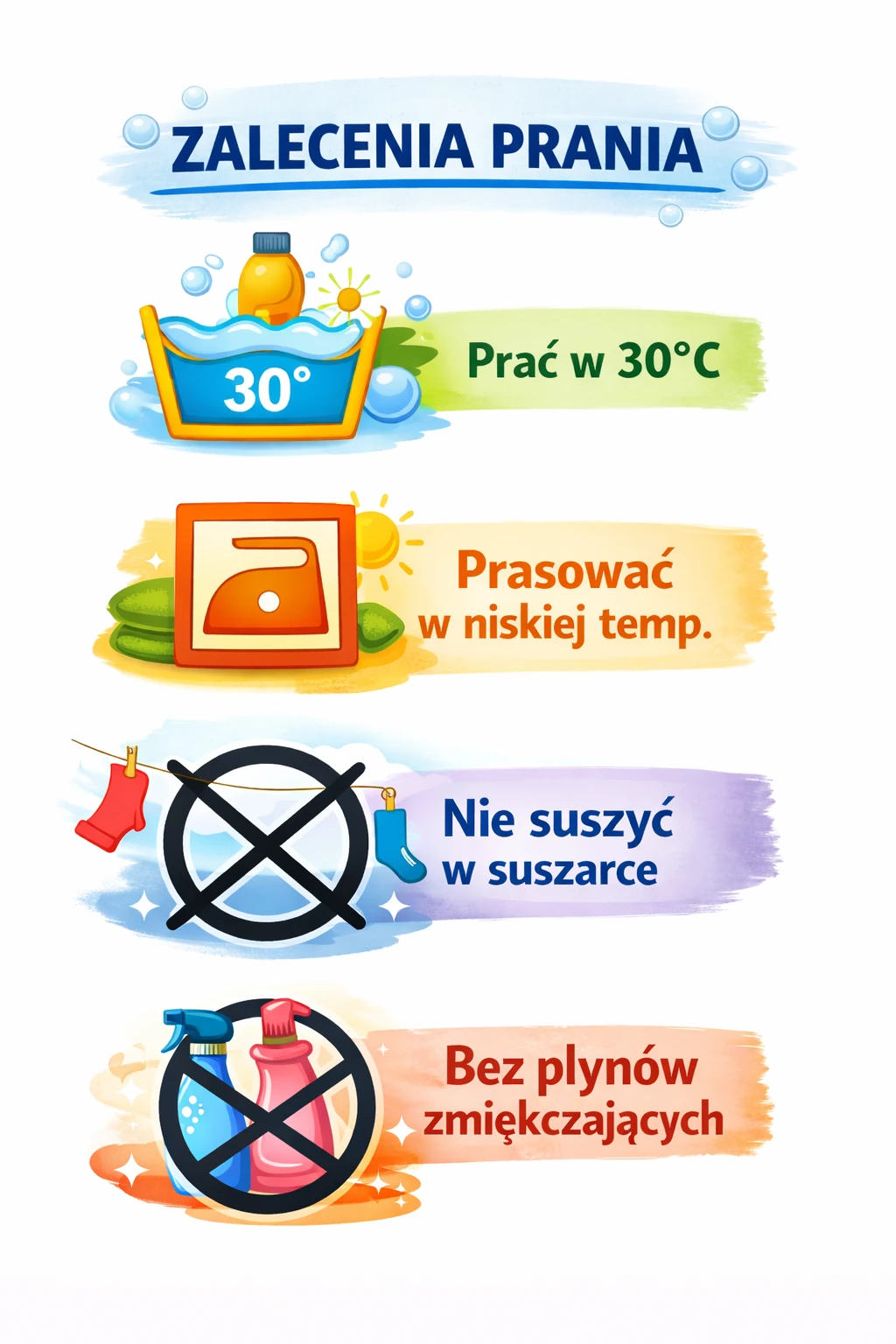 Zalecenia prania jeansów – infografika