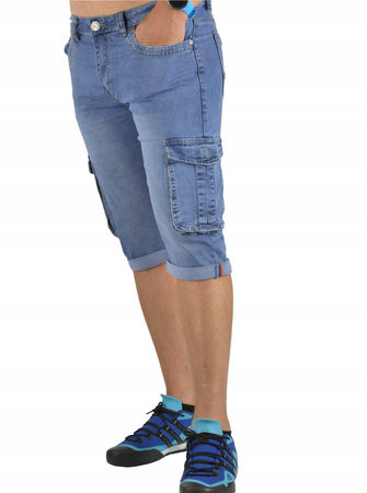 KRÓTKIE SPODENKI JEANSOWE MĘSKIE BOJÓWKI W44 DUŻE