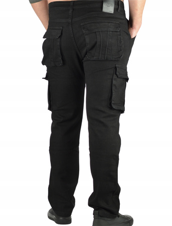 Spodnie Ocieplane polarem Męskie Bojówki Czarne EVIN jeans od W 32 do W 42 dł. L 30