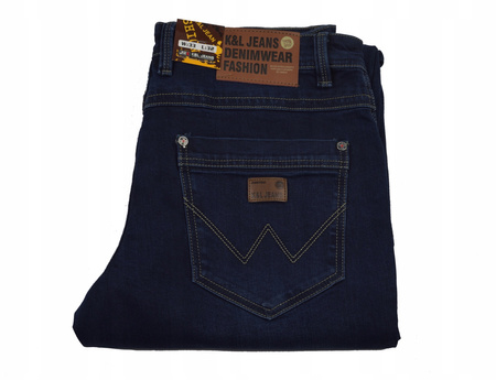 Spodnie męskie granatowe długość nogawki L34 jeansy dla wysokich