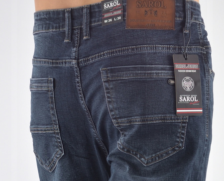 Spodnie jeansy meskie Sarol 37/32 grafitowo-szare