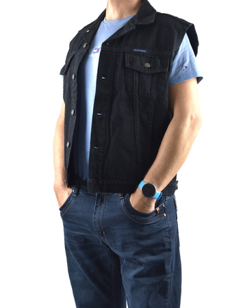 Kamizelka jeansowa męska czarna | Bezrękawnik Witboy | Retro styl | Rozmiary M–4XL | Produkt Polski