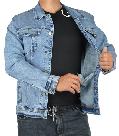 Kurtka męska jeans – elastyczna, jasna marmurkowa od L do 4XL