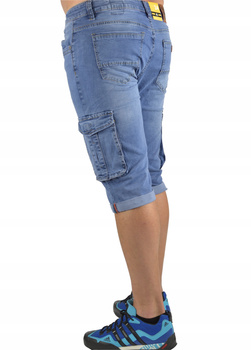 KRÓTKIE SPODENKI JEANSOWE MĘSKIE BOJÓWKI W44 DUŻE