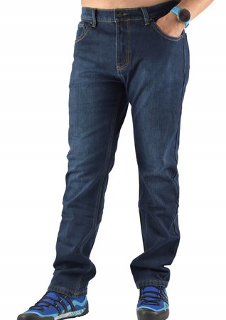 Męskie spodnie jeansowe ocieplane polarem – granatowe, ST.LEON długość nogawki L 32
