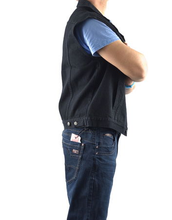 Kamizelka jeansowa męska czarna | Bezrękawnik Witboy | Retro styl | Rozmiary M–4XL | Produkt Polski