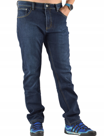 Męskie spodnie jeansowe ocieplane polarem – granatowe, ST.LEON długość nogawki L 32