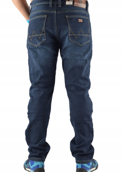 Męskie spodnie jeansowe ocieplane polarem – granatowe, ST.LEON  długość nogawki L 32