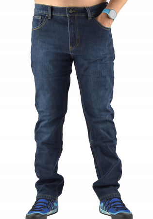 Męskie spodnie jeansowe ocieplane polarem – granatowe, ST.LEON długość nogawki L 32