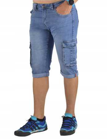 KRÓTKIE SPODENKI JEANSOWE MĘSKIE BOJÓWKI W44 DUŻE