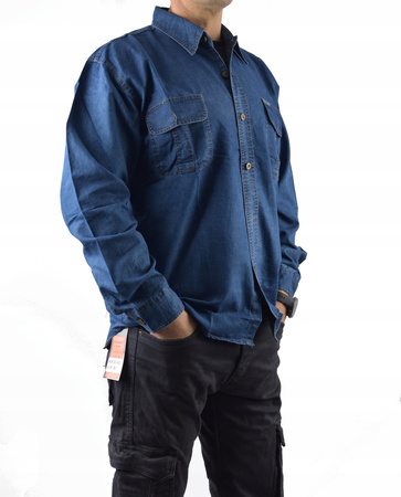 Koszula Jeansowa Niebieska Ciemna 5XL duży rozmiar