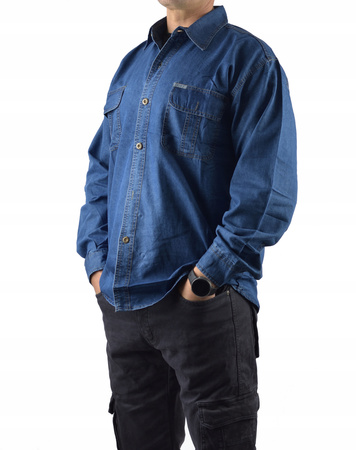Koszula Jeansowa Niebieska Ciemna 5XL duży rozmiar