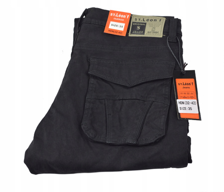 MESKIE JEANSY ST.LEONf BOJÓWKA OCIEPLANE CZARNE 39