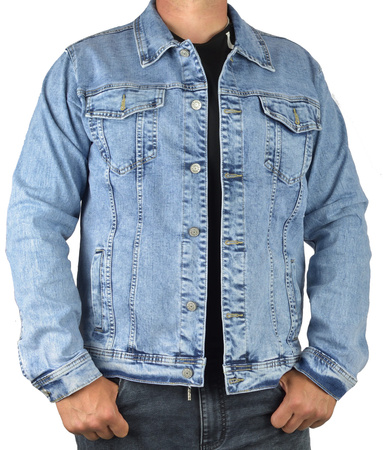 Kurtka męska jeans – elastyczna, jasna marmurkowa od L do 4XL