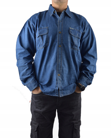 Koszula Jeansowa Niebieska Ciemna 5XL duży rozmiar