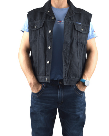 Kamizelka jeansowa męska czarna | Bezrękawnik Witboy | Retro styl | Rozmiary M–4XL | Produkt Polski