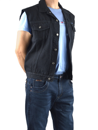 Kamizelka jeansowa męska czarna | Bezrękawnik Witboy | Retro styl | Rozmiary M–4XL | Produkt Polski