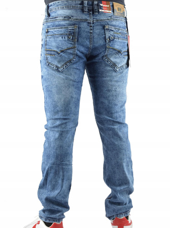 SPODNIE MESKI JEANSY NIEBIESKIE W36/L33 WYCIERANE