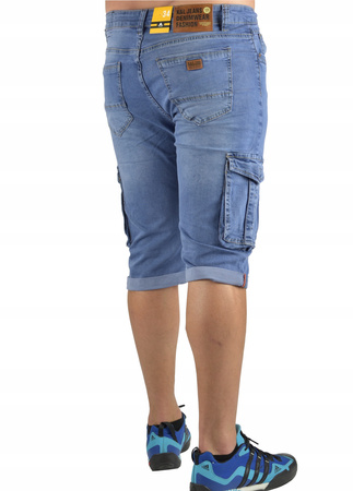 KRÓTKIE SPODENKI JEANSOWE MĘSKIE BOJÓWKI W44 DUŻE