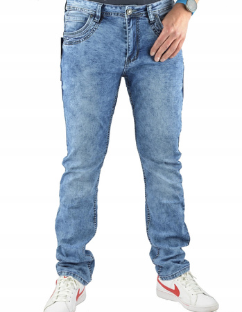 SPODNIE MESKI JEANSY NIEBIESKIE W36/L33 WYCIERANE