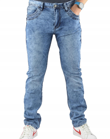SPODNIE MESKI JEANSY NIEBIESKIE W36/L33 WYCIERANE