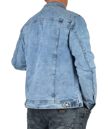 Kurtka męska jeans – elastyczna, jasna marmurkowa od L do 4XL