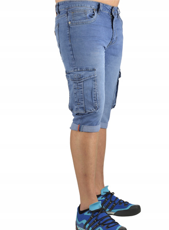 KRÓTKIE SPODENKI JEANSOWE MĘSKIE BOJÓWKI W44 DUŻE