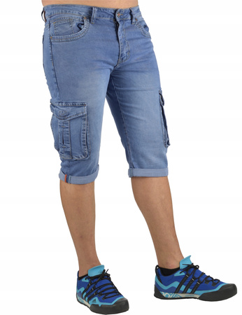 KRÓTKIE SPODENKI JEANSOWE MĘSKIE BOJÓWKI W44 DUŻE