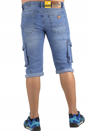 KRÓTKIE SPODENKI JEANSOWE MĘSKIE BOJÓWKI W44 DUŻE