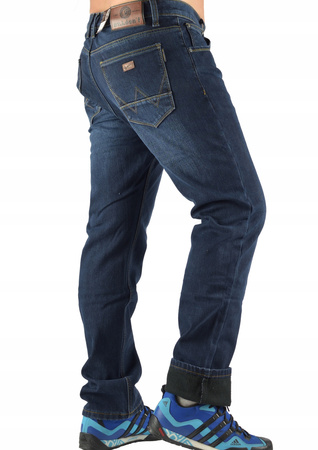 Męskie spodnie jeansowe ocieplane polarem – granatowe, ST.LEON długość nogawki L 32