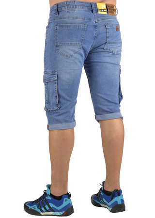 KRÓTKIE SPODENKI JEANSOWE MĘSKIE BOJÓWKI W44 DUŻE
