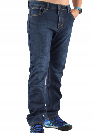 Męskie spodnie jeansowe ocieplane polarem – granatowe, ST.LEON długość nogawki L 32