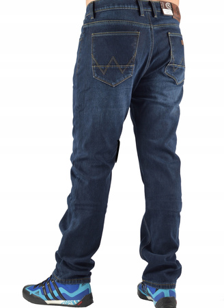 Męskie spodnie jeansowe ocieplane polarem – granatowe, ST.LEON długość nogawki L 32