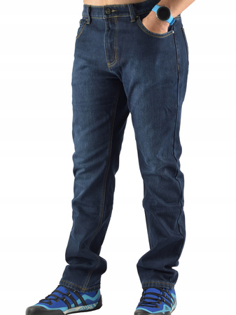 Męskie spodnie jeansowe ocieplane polarem – granatowe, ST.LEON długość nogawki L 32
