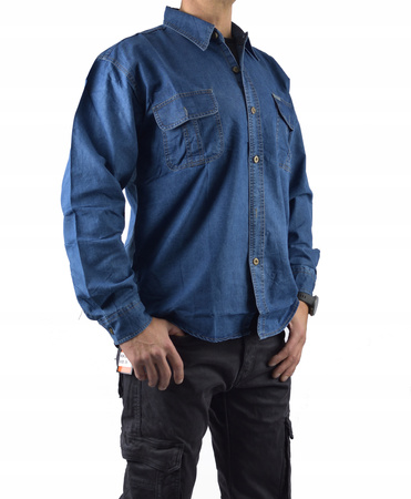 Koszula Jeansowa Niebieska Ciemna 5XL duży rozmiar