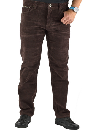 Sztruksy Męskie Brązowe St.Leon Spodnie tradycyjne nadwymiar od W 39 do W 48
