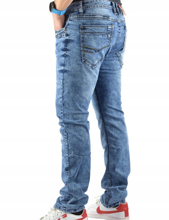 SPODNIE MESKI JEANSY NIEBIESKIE W36/L33 WYCIERANE