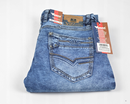 SPODNIE MESKI JEANSY NIEBIESKIE W36/L33 WYCIERANE