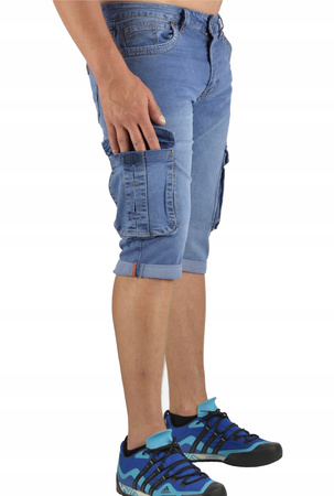 KRÓTKIE SPODENKI JEANSOWE MĘSKIE BOJÓWKI W44 DUŻE