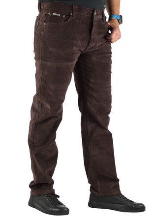 Sztruksy Męskie Brązowe St.Leon Spodnie tradycyjne nadwymiar od W 39 do W 48