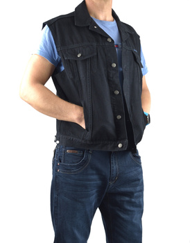 Kamizelka jeansowa męska czarna | Bezrękawnik Witboy | Retro styl | Rozmiary M–4XL | Produkt Polski