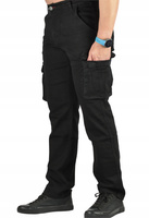 Spodnie Ocieplane polarem Męskie Bojówki Czarne EVIN jeans od W 32 do W 42 dł. L 30